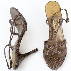 COLE HAAN NIKE AIR MULTI-BROWN LEATHER SANDALS